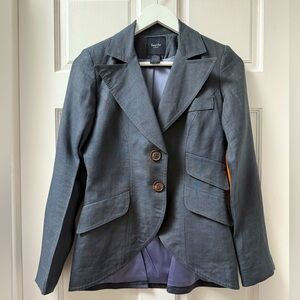SMYTHE 100% Linen Hunting Women's Blazer Charcoal Grey Size 6 or Small